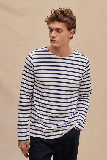 Le Minor Mariniere with Side Slits D43 White/Navy
