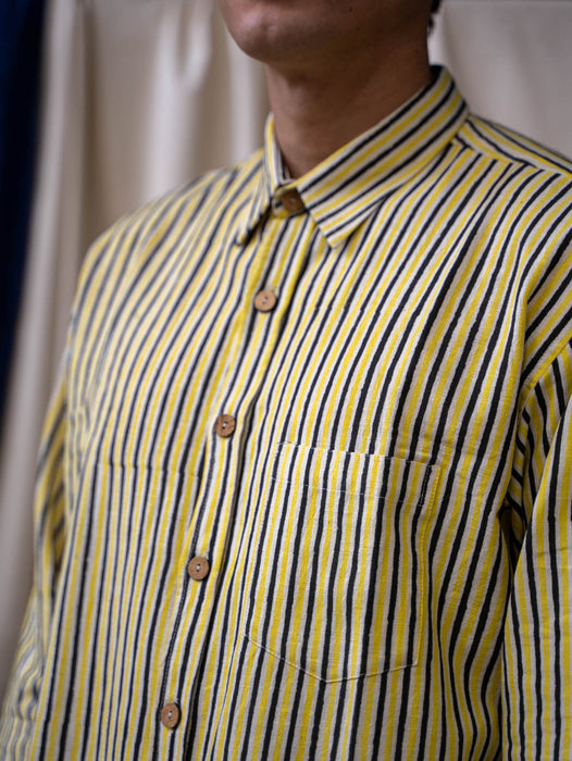 Long Sleeve Shirt - Yellow and Black Stripe Print