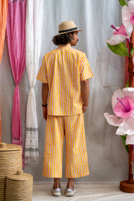 Short Sleeve Unisex Shirt – Pink & Yellow Candy Stripe Print