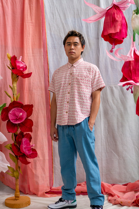 Unisex Button Up Shirt – Pink Twirl Print