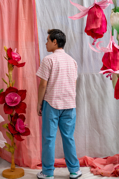 Unisex Button Up Shirt – Pink Twirl Print