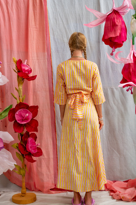 Maxi Wrap Skirt – Pink & Yellow Candy Stripe Print