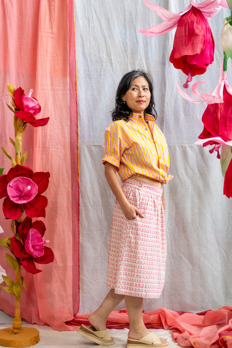 Midi Pocket Skirt – Pink Twirl Print