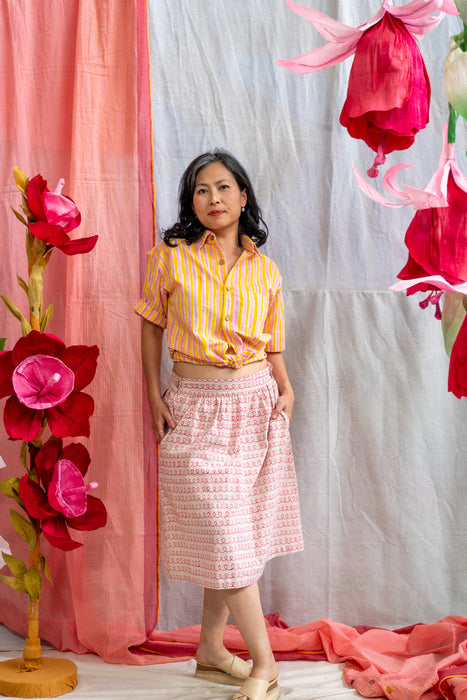 Midi Pocket Skirt – Pink Twirl Print