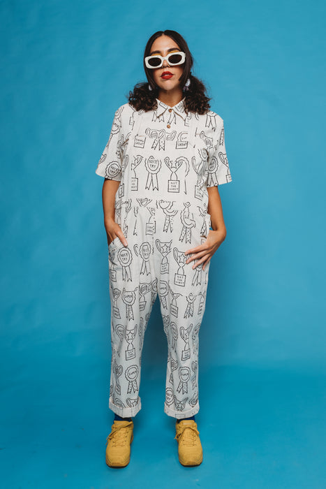 Work Overalls – Trophy Print Black and White