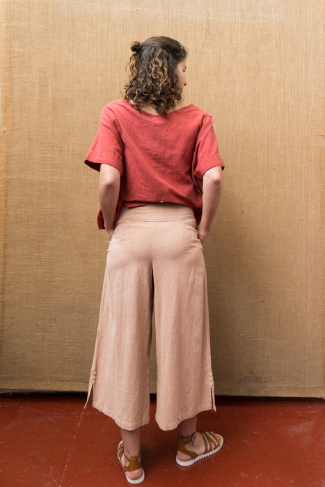 Pleat Wide Leg Pants - Himalayan Rhubarb-Women-The ANJELMS Project
