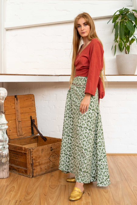 Maxi Skirt Moroccan Print Olive-Women-The ANJELMS Project