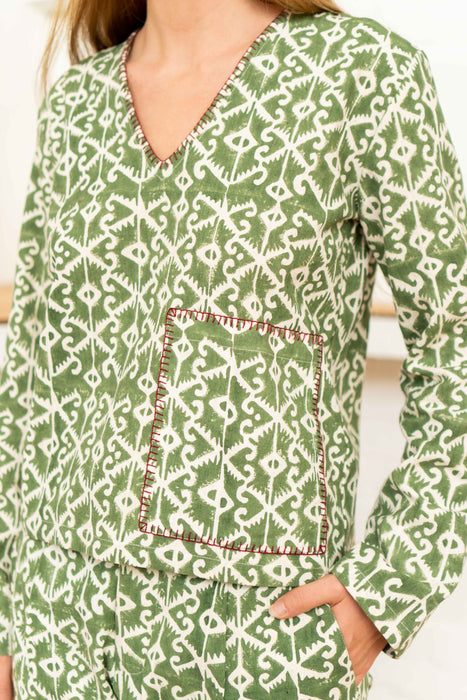 Pocket Top Moroccan Print Olive-Women-The ANJELMS Project