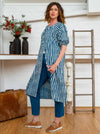 Long Button Tie Dress - Indigo Stripes-Women-The ANJELMS Project