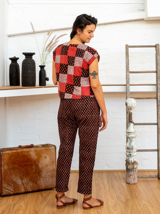 Shell Top - Red Print Patchwork-Women-The ANJELMS Project