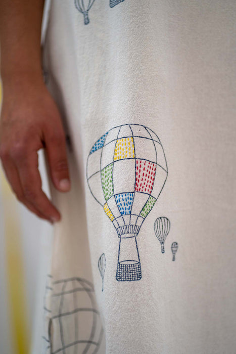 Sleeveless Shift - Balloon Print Embroidered