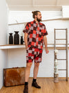 Short Sleeve Men Shirt - Red Print Patchwork-Men-The ANJELMS Project
