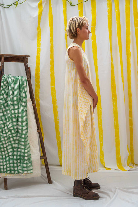 Wrap Dress - Yellow Stripe Print
