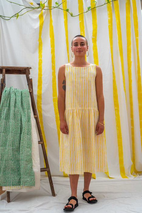 Dropwaist Dress - Yellow Stripe