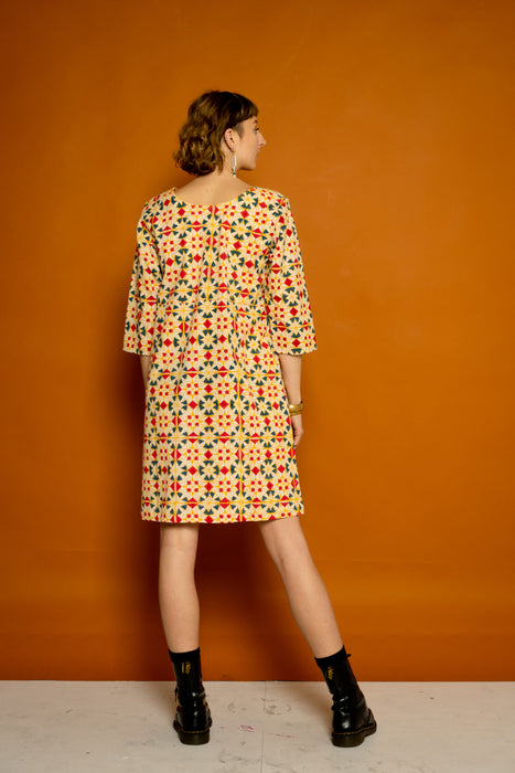 Half Sleeve Dress - Parcheesi Print